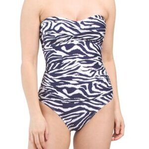 NWT ANNE COLE Twist Front Strapless One-piece Swimsuit Size 10